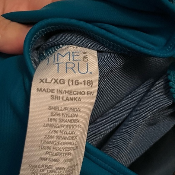 Time and Tru Blue One Piece Swimsuit with Scoop Neckline - Picture 6 of 6